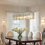 Garvee Modern Crystal Chandeliers 8-Light Oval Ceiling Pendant Light for Living Room Dining Room Restaurant Transparent