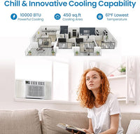 Garvee 10000 BTU Window Air Conditioner , Window ac Air Units U Shaped Cools Up to 450 sq. ft., Open Window Flexibility, 6 Modes, Sleep Mode, Ultra Quiet, Energy Efficient, Window AC for Home