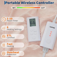 Garvee Heated Comforter Blanket King Size, Ruffle Electric Quilt with Wireless LCD Controller, Fast Heating & Overheat Protection, ETL Certified, Machine Washable, Pink, 104"x90"