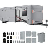 Garvee RV Cover, 27’-30’ Heavy Duty RV Travel Trailer Cover, Windproof Waterproof 4 Layers Non-Woven Fabrics Top Cover with Adhesive Repair Patches, Reflective Strips, Rich Accessories, Grey - grey