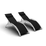 Garvee Set of 2 Aluminum Outdoor Chaise Lounge Chairs, 3-Position Poolside Recliners with Lightweight Rust-Resistant Frame for Patio, Garden, Beach & Backyard, Black - Black