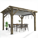Garvee 10'x12' Wood Pergola with Retractable Canopy - Outdoor Garden & Deck Structure, Solid Build (Charcoal Grey) - Grey
