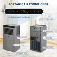 Garvee 10,000 BTU Portable Air Conditioner with Dehumidifier, Cooling, Fan 3-In-1, Drainage-Free Cooling, Cools Up to 450 Sq. Ft. with Remote Control, Gray