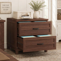 Garvee Farmhouse 2-Drawer Lateral Filing Cabinet - Rustic Wood File Cabinet - Heavy-Duty Frame - Smooth Rails for Legal/Letter/A4 Hanging Files - Wide Storage Organizer, Printer Stand - Brown