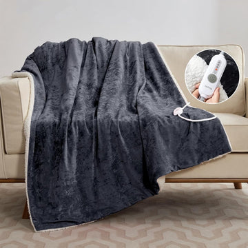 Garvee Heated Throw Blanket, 4 Heat Levels & 4H Auto Off, Electric Blanket Throw, Velvet Soft Cozy Heating Blankets Throw, Machine Washable, Over-Heat Protection, ETL Certified, 50" x 60" Grey