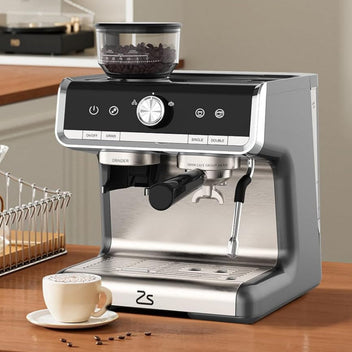 Garvee 1450W 120V 20 Bar Espresso Machine with Steam Wand, Fast Heat,Built-In Bean Grinder,for Home Barista, Gifts for Dad,Mom,Coffee Lover- Gray