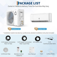 Garvee 12000 BTU 18.5 SEER 2 230V~ Mini Split AC/Heating System With WiFi, , Suitable for 750+ Sq. Ft