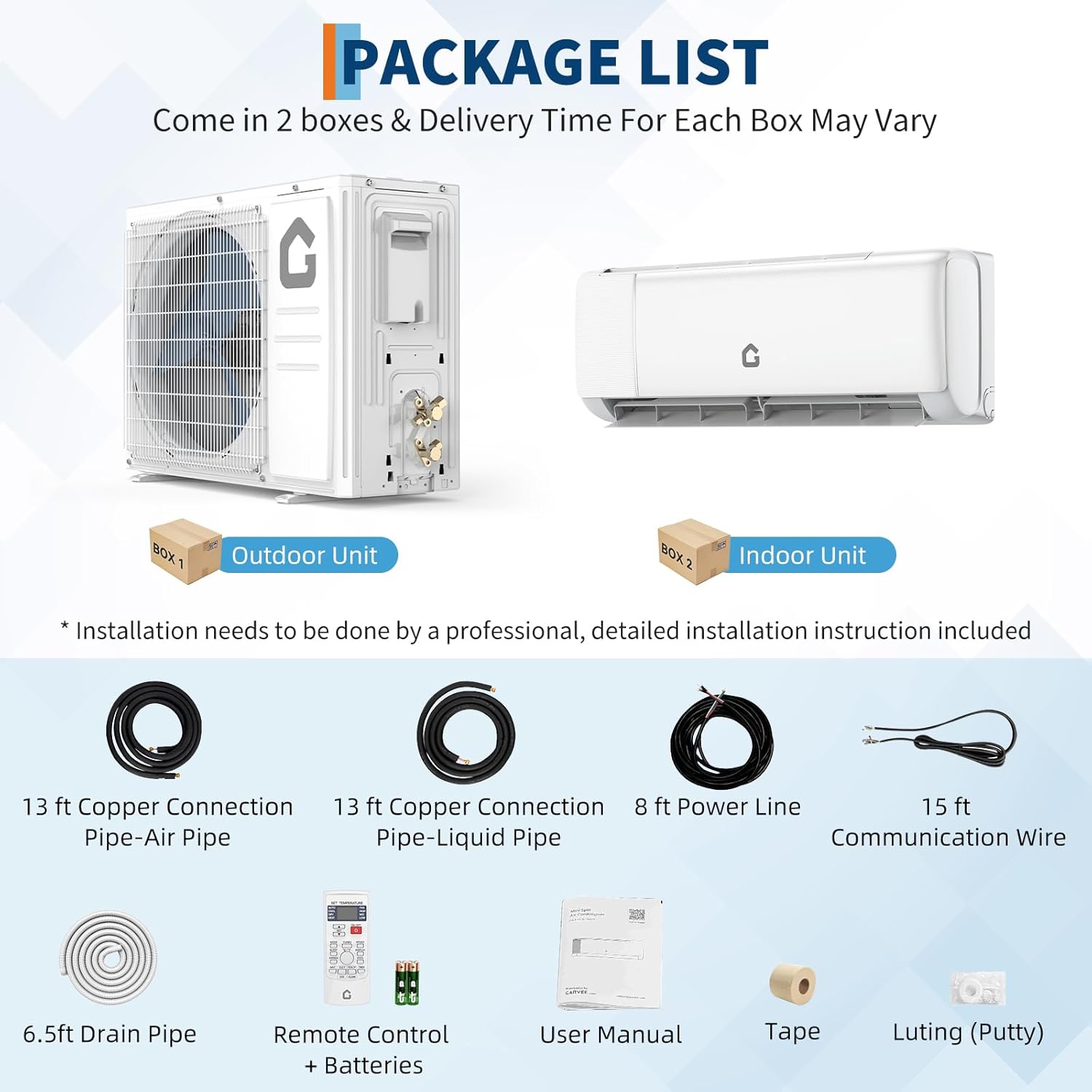 Garvee SEER 21 24000 BTU 230V Mini Split Air Conditioner | Energy-Efficient Inverter AC System with WiFi, Remote Control & Easy Installation Kit for Rooms Up to 1500 Sq.Ft