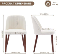 Garvee Set of 2 Mid-Century Modern Fabric Upholstered Dining Chairs with Padded and Solid Wood Legs, Beige