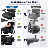 Garvee Ergonomic Office Chair - Fabric Upholstery, Adjustable Height, Reclining Back, Adjustable Armrests, Footrest, Split Back Design, Ideal for Home Office or Computer Desk - Black XL