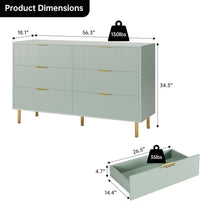 Garvee Green Dresser, Modern 6 Drawer Dresser for Bedroom with Gold Handle and Large Drawer, Wood Double Chest of Drawers and Storage Organizer for Living Room, Hallway, Entryway