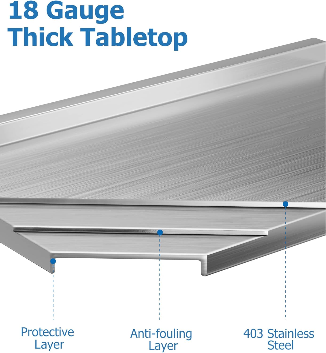 GARVEE 72"L x 24"W x 34"H Stainless Steel Work Table with Backsplash - NSF Certified, Heavy-Duty Kitchen Prep Table for Home, Restaurant, Hotel, and Outdoor Use