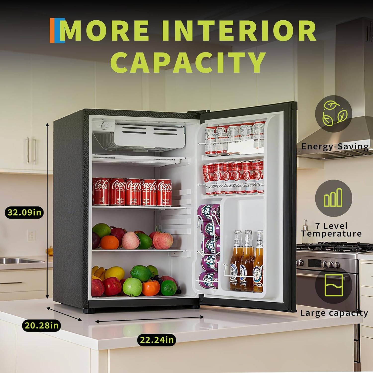 Garvee 4.5 Cu. Ft. Compact Refrigerator Single Door Mini Fridge Adjustable Shelves Dorm Office Kitchen Bedroom Bar Use Energy-Efficient Quiet Operation