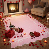 Garvee 4' × 6' Scalloped Bow Area Rug, Coquette Washable Low-Pile Non-Slip Carpet for Nursery & Girls Bedroom, Pink - Pink