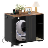 Garvee Cat Litter Enclosure Cabinet for Robot 3/4 XL with Built-in Power Outlet Mat Dog-Proof Shelf Black - Black