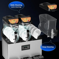 Garvee Commercial Slushy Machine 15Lx3 1200W Stainless Steel Self-Cleaning Large Capacity for Home Party Restaurants Cafe Bars