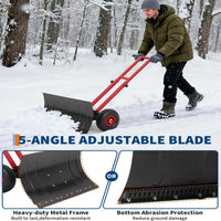 Garvee Snow Shovel 29x14 in Heavy Duty Metal 5-Position Angled Blade Adjustable Handle Wheels for Driveway Sidewalk Winter Use