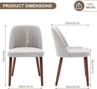 Garvee Set of 2 Mid-Century Modern Fabric Upholstered Dining Chairs with Padded and Solid Wood Legs, Grey