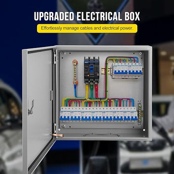 Garvee Junction Box, Steel Electrical Box 24x24x12", NEMA 4X Electrical Enclosure Box IP66 Waterproof & Dustproof, Universal Electrical Project Box with Lock & Mounting Plate