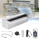 Garvee Pool Fountain Stainless Steel Pool Waterfall 11.8" x 4.5" x 3.1"(W x D x H) Pool Spillway, Water Fountain Outdoor with Pipe Connector for Garden Outdoor Swimming Pools Fountains Pond Decoration