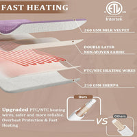 Garvee Heated Blanket Queen Size with Dual Control, Waffle Electric Blankets with ETL Certified, Soft Flannel Heating Blanket, 4 Heating Levels, 10 Hours Auto Off, Purple, 84" x 90"