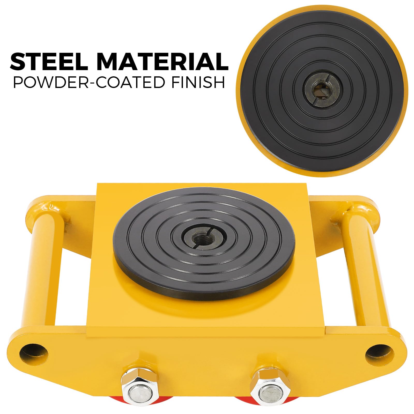Garvee Industrial Machinery Dolly 6 Ton Capacity Heavy Duty Carbon Steel 360° Rotation Anti-Skid Cover 4 PU Wheels for Workshops Warehouses