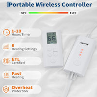 Garvee Heated Comforter Blanket Queen Size, Dual-zone Heating, Ruffle Electric Quilt with Wireless LCD Controller, Fast Heating & Overheat Protection, ETL Certified, Machine Washable, White, 90"x90"