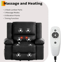 Garvee PU Leather Power Lift Recliner Chair with Massage and Heat, 8-Point Vibration, Adjustable Back and Leg Support, Electric Lift Chair Designed for Mobility Aid Elderly Relaxation, Black