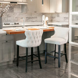Garvee 2-Piece Velvet Bar Stool Set, Counter Height Metal Frame Chairs, Modern Soft Cushion, Beige, One Size for Bar Kitchen Home