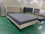 Garvee King Upholstered Bed Frame, Velvet Upholstery, Wingback Headboard, Wooden Slat Support, Easy Assembly, Box Spring Optional - Light Grey - 18