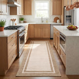 Garvee 2x8 Runner Rug Long Kitchen Rug Neutral Border Washable Non Slip Stain Resistant Soft Touch, Beige - Beige