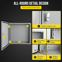 Garvee Junction Box, Steel Electrical Box 20x20x6", NEMA 4X Electrical Enclosure Box IP66 Waterproof & Dustproof, Universal Electrical Project Box with Lock & Mounting Plate
