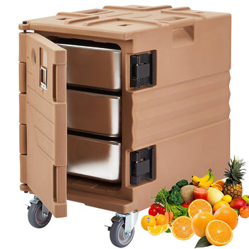 Garvee 82Qt Portable Food Warmer, LLDPE Hot Box w/ Wheels for Catering - BROWN