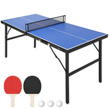 Garvee Foldable Portable Table Tennis Table - 60x26x27.5 Inches | Indoor & Outdoor Use with 2 Paddles & 3 Balls | Aluminum Frame for Game Room, Apartment, Office - 