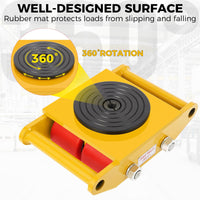 Garvee Industrial Machinery Dolly 6 Ton Capacity Heavy Duty Carbon Steel 360° Rotation Anti-Skid Cover 4 PU Wheels for Workshops Warehouses