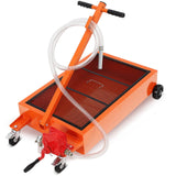 Garvee Oil Drain Pan, 15 Gallon Low Profile Oil Drain Pan with Hand Pump,57L Oil Change Pan with 8ft Hose & Folding Handle, Rolling Oil Drain Cart for Car, SUV, Trucks Oil Draining - Orange-Manual