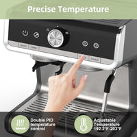 Garvee 1450W 120V 20 Bar Espresso Machine with Steam Wand, Fast Heat,Built-In Bean Grinder,for Home Barista, Gifts for Dad,Mom,Coffee Lover- Gray