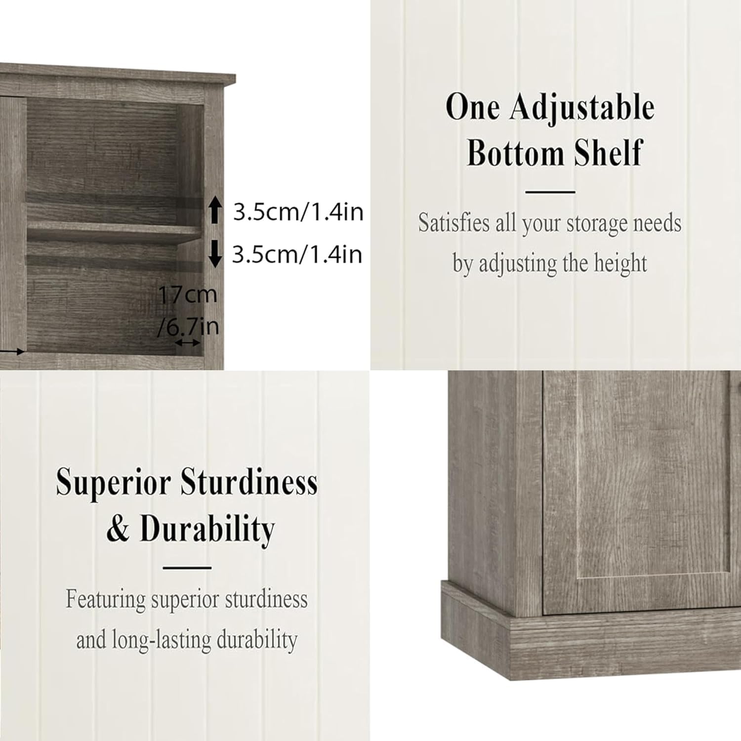 Garvee Farmhouse 71" Freestanding Pantry Cabinet with  Drawers and Adjustable Shelves, Grey