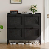 Garvee 4-Door Flip Front Shoe Cabinet with Adjustable Shelves for Entryway, Hallway, Living Room - Black, Large Capacity, Modern Design - Black