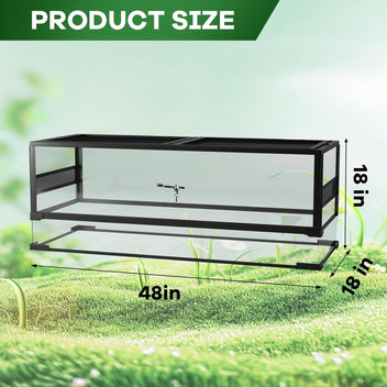 Garvee 67 Gallon Reptile Glass Terrarium, Toughened Glass Reptile Tank with Top & Side Screen Ventilation Reptile Terrarium Sliding Door & Anti Escape for Lizard Snake, 48 x 18 x 18 in