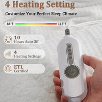 Garvee Electric Heated Throw Blanket, Waffle Textured Heating Blanket, Plush Flannel & Sherpa for Sofa, 4 Heat Levels, 4-Hour Auto Shut Off, Machine Washable, 50" x 60", White
