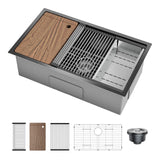 Garvee 32X19x10 Inch Undermount Stainless Steel Kitchen Sink, Single Bowl, Deep Basin, Black, Easy Installation