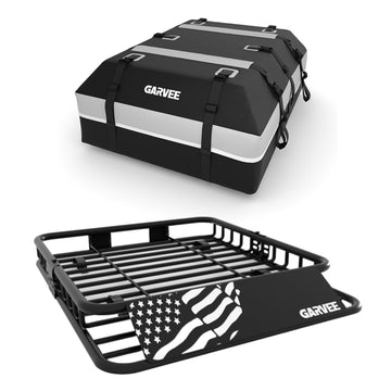 Garvee 51" x 36" Universal Roof Rack Basket With Waterproof Luggage Bag and Combination Lock For SUVs Trucks Vehicles, 200 Lbs Capacity, Black