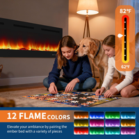 Garvee 68 Inch Electric Fireplace Wall Mounted & Recessed Ultra-Thin 4.2" Linear Heater 750W/1500W 12-Color Flames Log & Crystal Remote Control Living Room