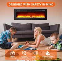 Garvee 42 Inch Electric Fireplace Insert Ultra-Thin 4.2" Linear Design 750/1500W Heater 12-Color Flame Remote Control Wall Mounted Living Room