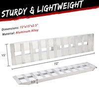 Garvee 72" × 15" Aluminum Loading Ramps, 6000 lb Pair with Hook Ends for ATV, UTV, Truck, Motorcycle & Lawn Mowe