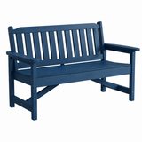 Garvee 52" HDPE Outdoor Patio Bench, Heavy Duty 2-Person Garden Bench with Backrest, 600 lb Capacity Weatherproof Poly Lumber Seating, Navy Blue - Navy Blue