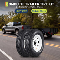 Garvee 4.80-8 Trailer Tire and Wheel Assembly, Heavy-Duty Load Range C 6PR, 8 Inch White Modular Wheel for Utility Boat Camper Trailers, Set of 2