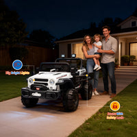 Garvee 12V Kids Electric Ride-On Truck – Dual Motors, 3 Speeds, Remote Control, Spring Suspension, LED Lights, Music, Safety Belt, Storage – Battery Powered Car Toy for Boys & Girls Ages 2-8, White
