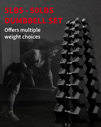 Garvee 50 LB Hex Dumbbell Set of 2 with Cast Iron Core, Rubber Encased Coating and Textured Carbon Steel Handle for Home Gym Strength Training